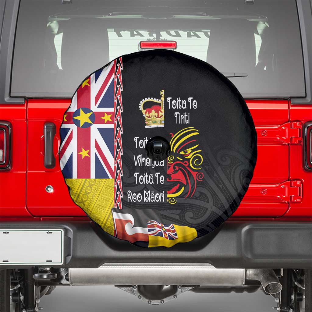 Aotearoa and Niue Toitu Te Tiriti Spare Tire Cover Honour the Treaty - Fight Together Stand Together LT03 - Polynesian Pride