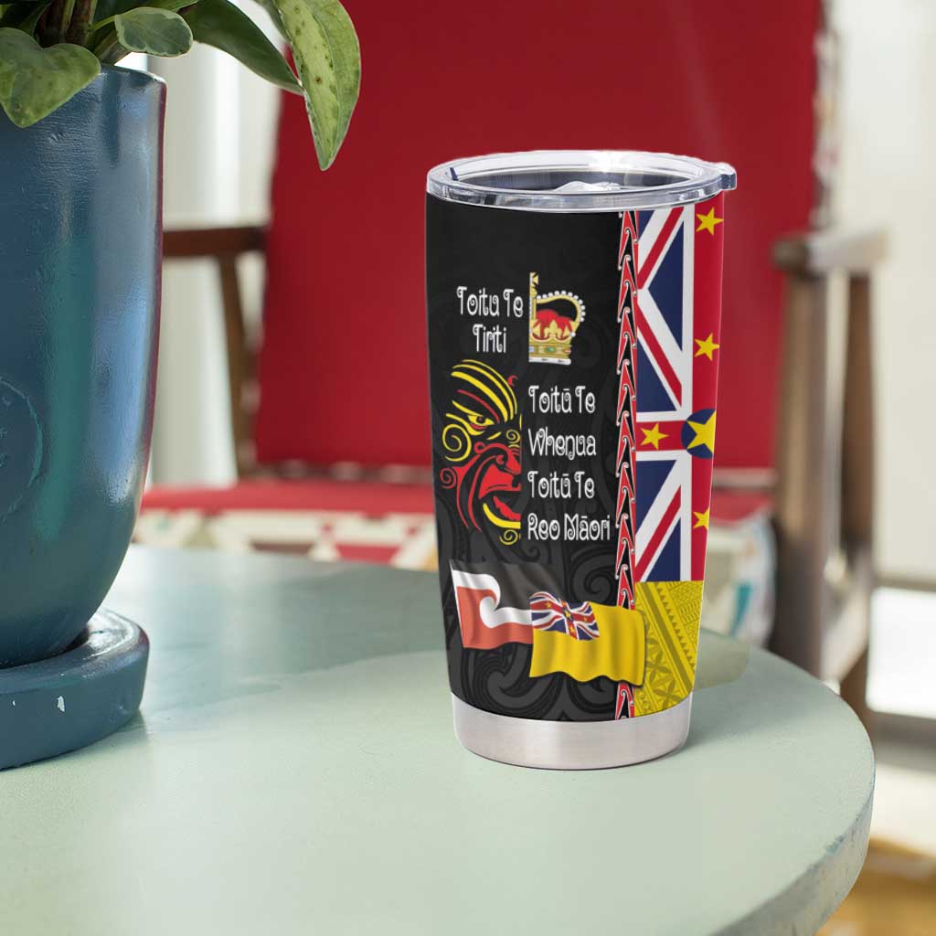 Aotearoa and Niue Toitu Te Tiriti Tumbler Cup Honour the Treaty - Fight Together Stand Together LT03 - Polynesian Pride