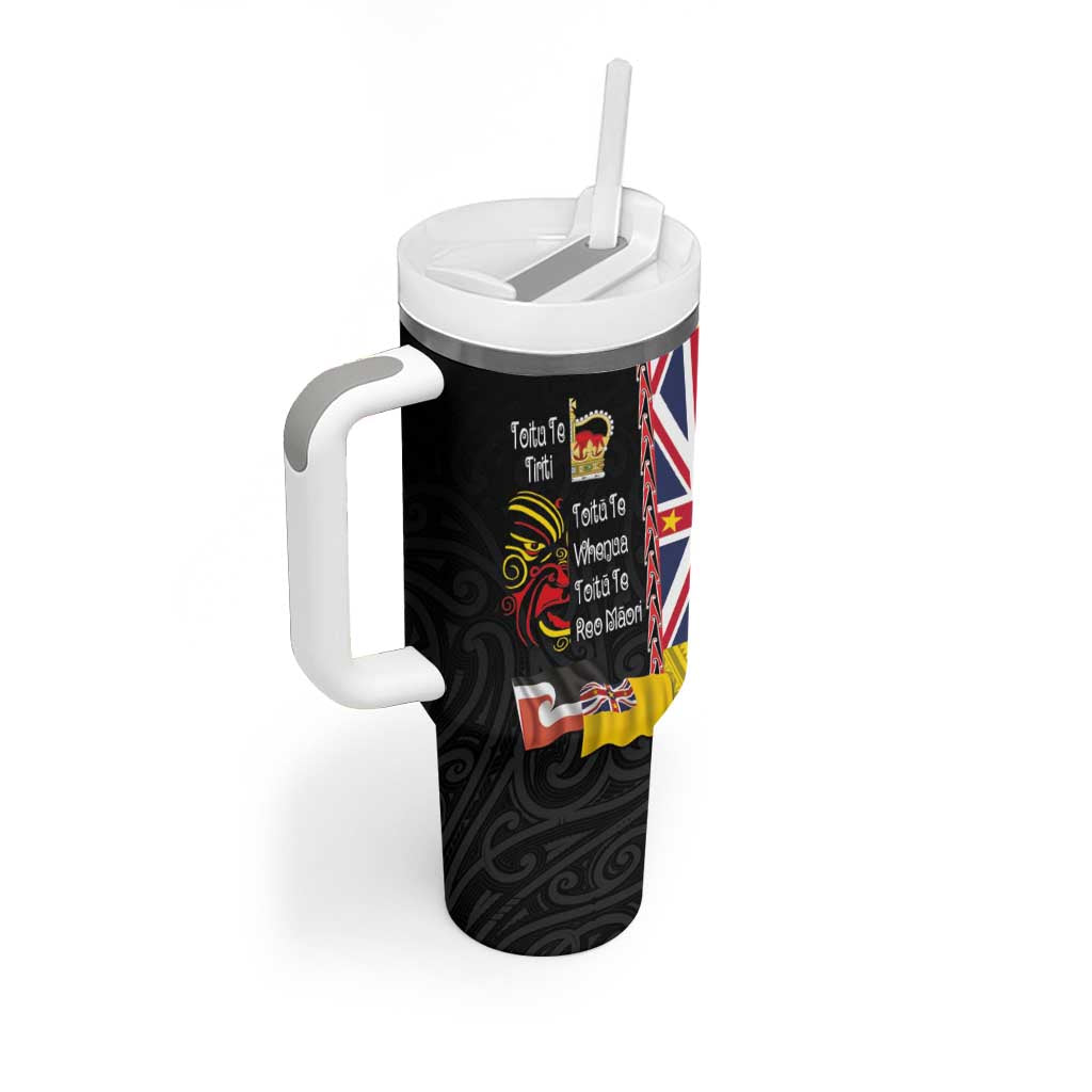 Aotearoa and Niue Toitu Te Tiriti Tumbler With Handle Honour the Treaty - Fight Together Stand Together LT03 - Polynesian Pride