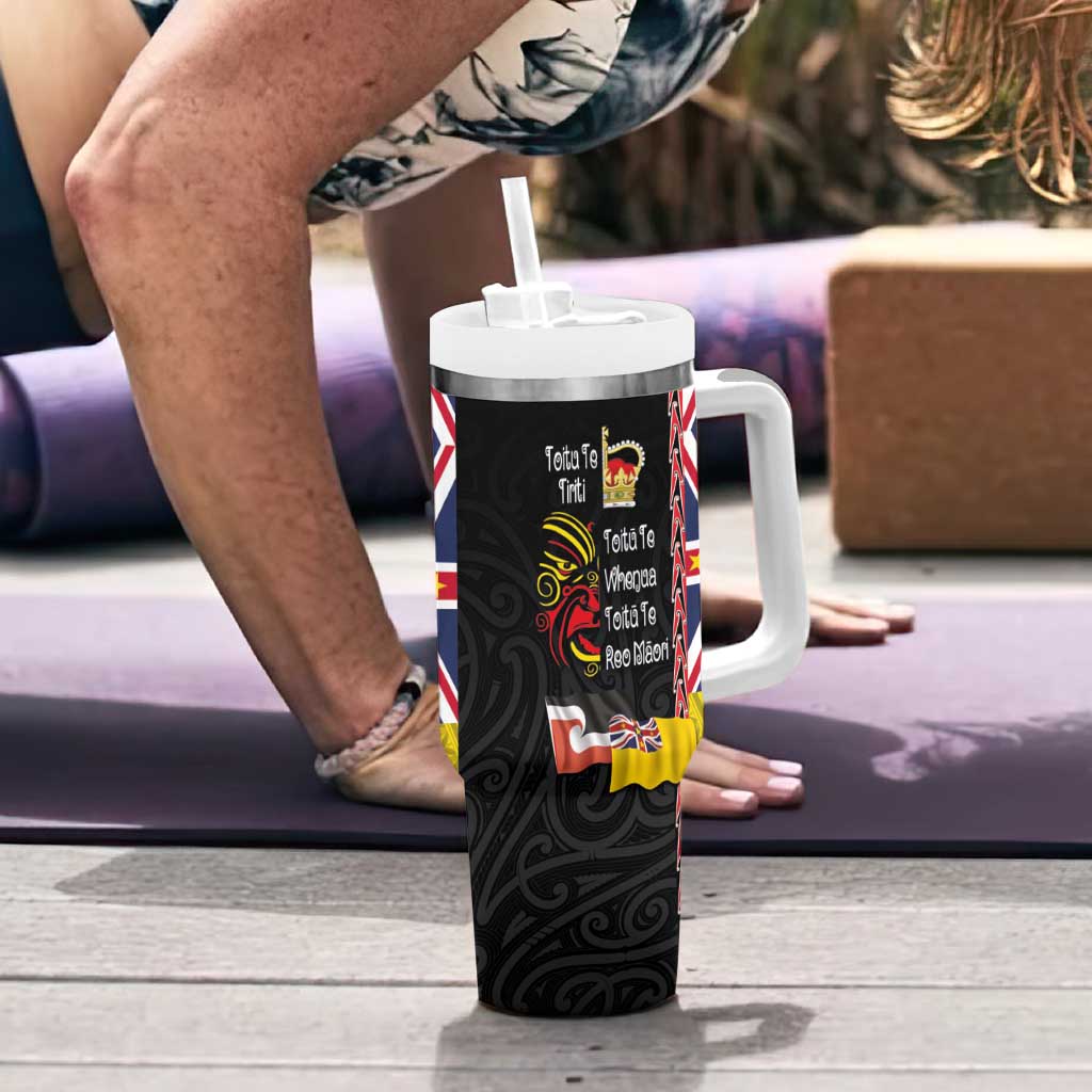 Aotearoa and Niue Toitu Te Tiriti Tumbler With Handle Honour the Treaty - Fight Together Stand Together LT03 - Polynesian Pride