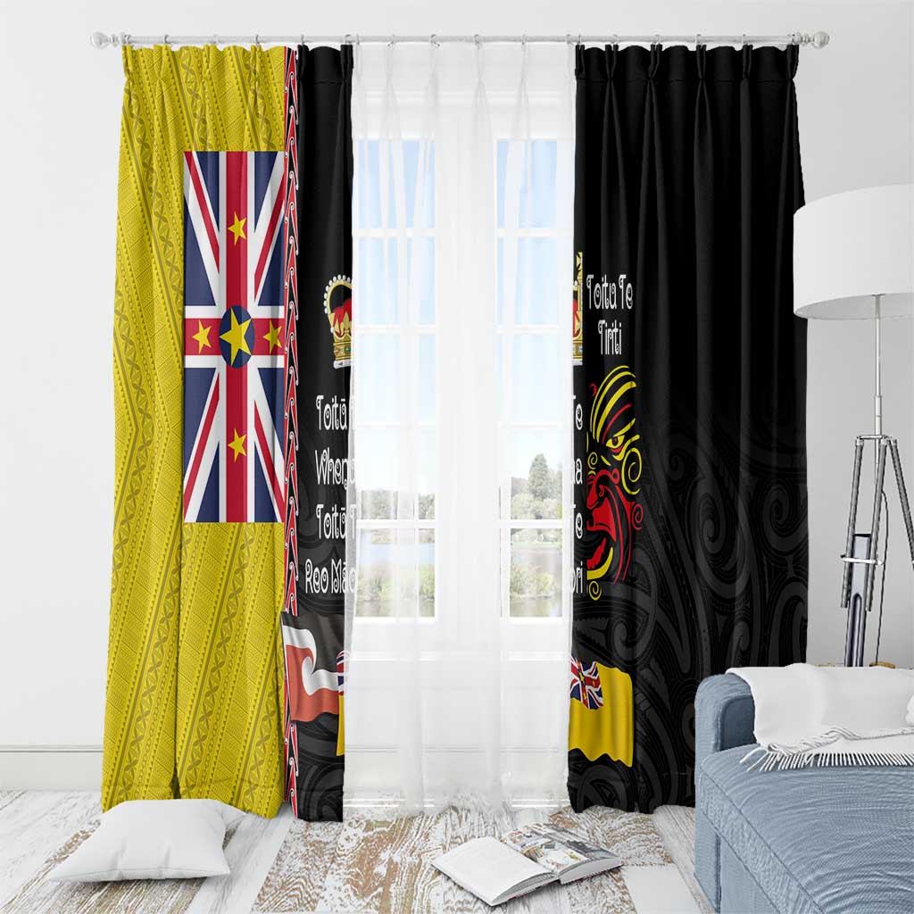 Aotearoa and Niue Toitu Te Tiriti Window Curtain Honour the Treaty - Fight Together Stand Together LT03 - Polynesian Pride