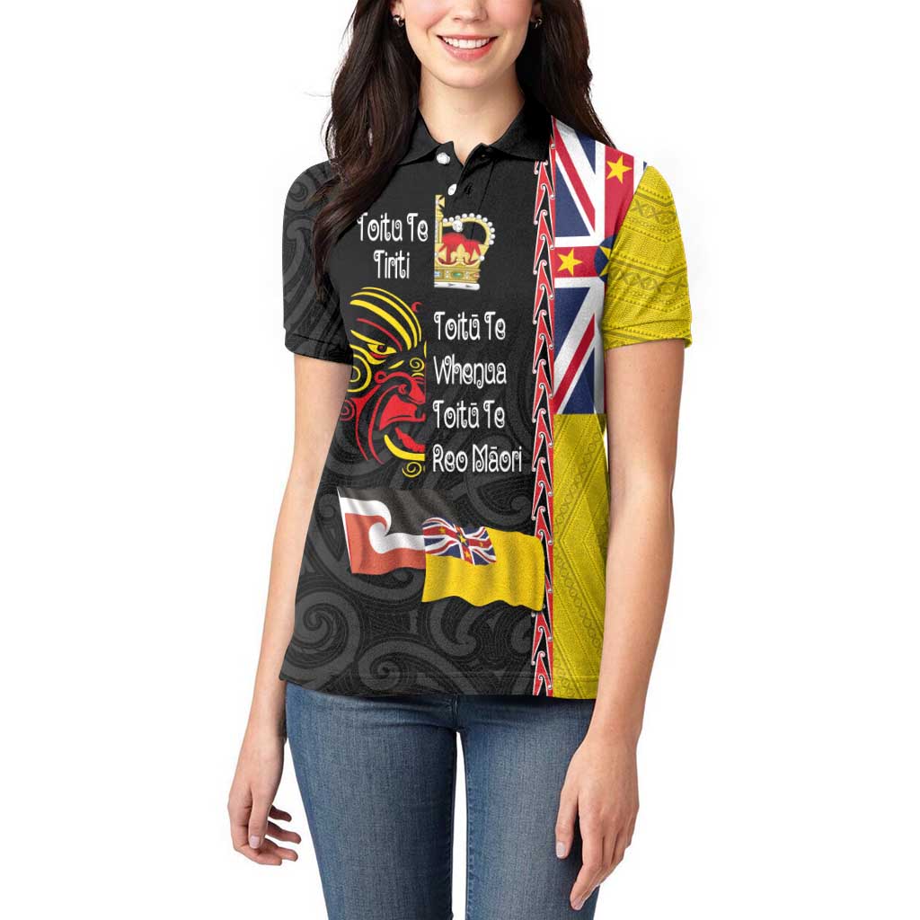 Aotearoa and Niue Toitu Te Tiriti Women Polo Shirt Honour the Treaty - Fight Together Stand Together LT03 - Polynesian Pride