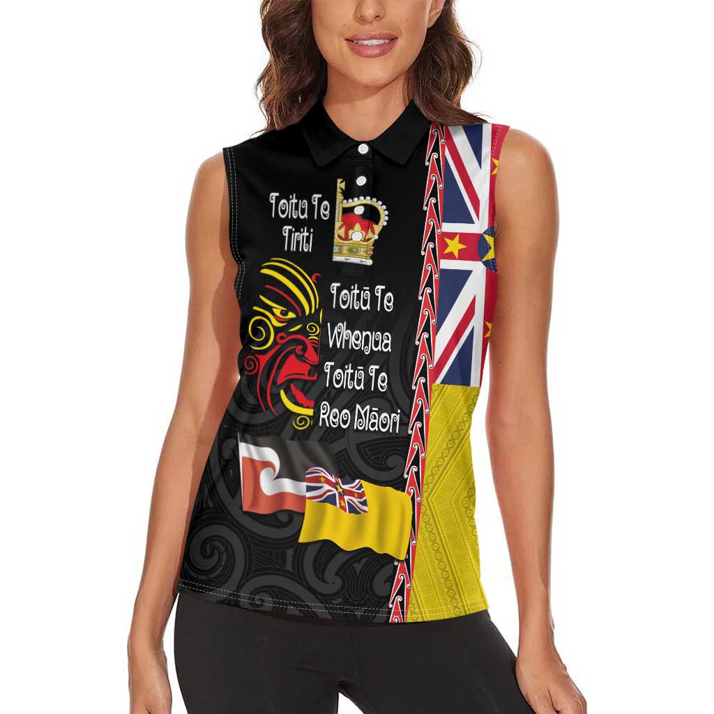Aotearoa and Niue Toitu Te Tiriti Women Sleeveless Polo Shirt Honour the Treaty - Fight Together Stand Together LT03 - Polynesian Pride