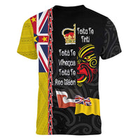 Aotearoa and Niue Toitu Te Tiriti Women V-Neck T-Shirt Honour the Treaty - Fight Together Stand Together LT03 - Polynesian Pride