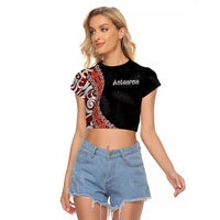 Aotearoa Maori Stylized Koru - Silver Ferns Raglan Cropped T Shirt