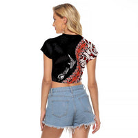 Aotearoa Maori Stylized Koru - Silver Ferns Raglan Cropped T Shirt