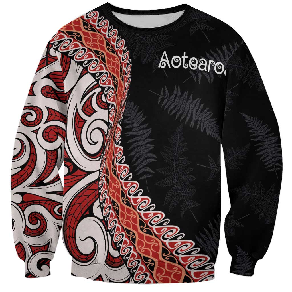 Aotearoa Maori Stylized Koru - Silver Ferns Sweatshirt LT03 Unisex Red - Polynesian Pride