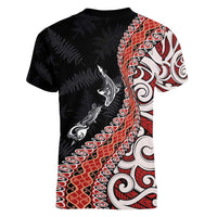 Aotearoa Maori Stylized Koru - Silver Ferns Women V-Neck T-Shirt