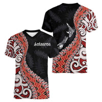 Aotearoa Maori Stylized Koru - Silver Ferns Women V-Neck T-Shirt