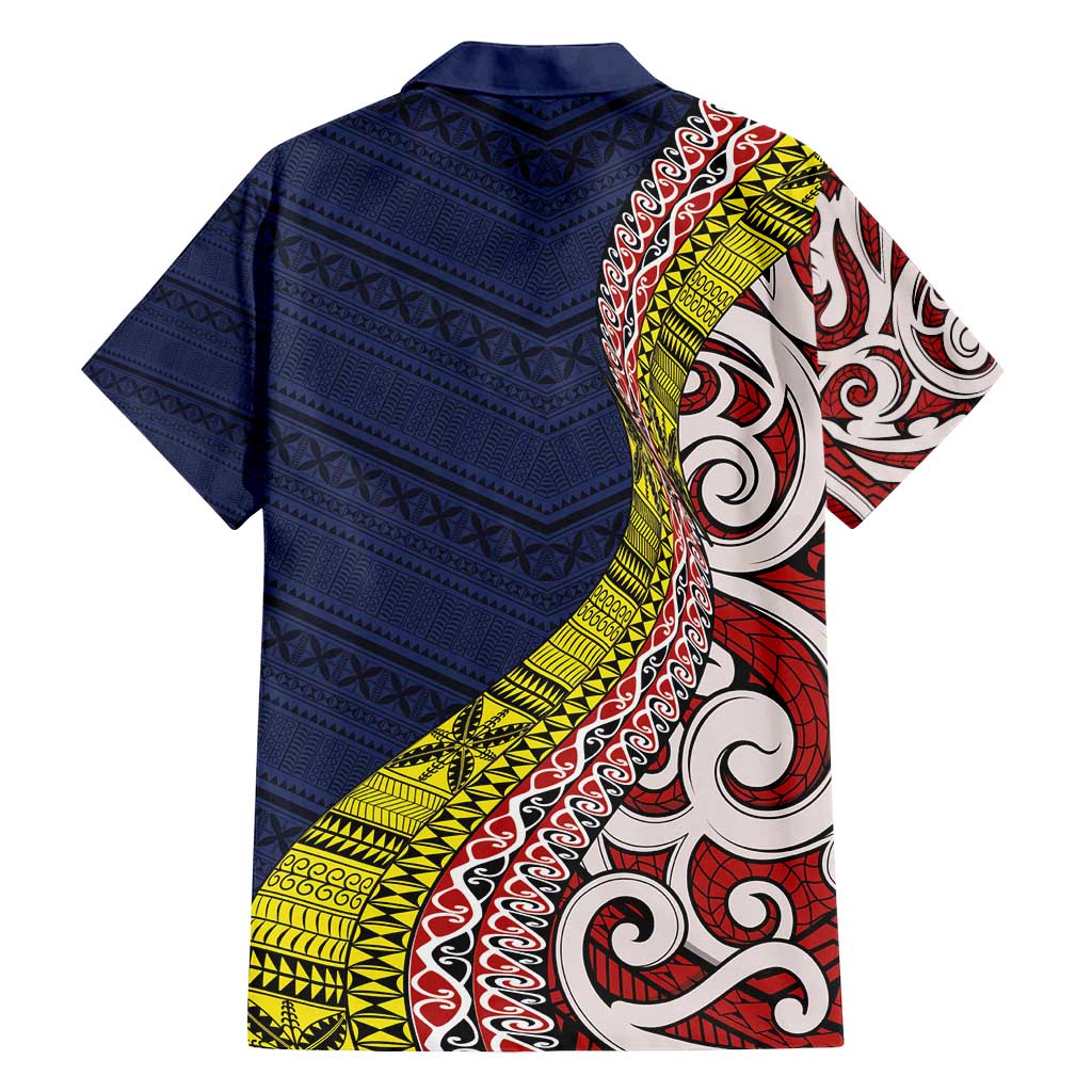 Aotearoa and Niue Family Matching Off Shoulder Maxi Dress and Hawaiian Shirt Hiapo Maori Stylized Koru LT03 - Polynesian Pride