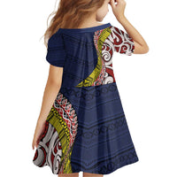 Aotearoa and Niue Family Matching Summer Maxi Dress and Hawaiian Shirt Hiapo Maori Stylized Koru LT03 - Polynesian Pride