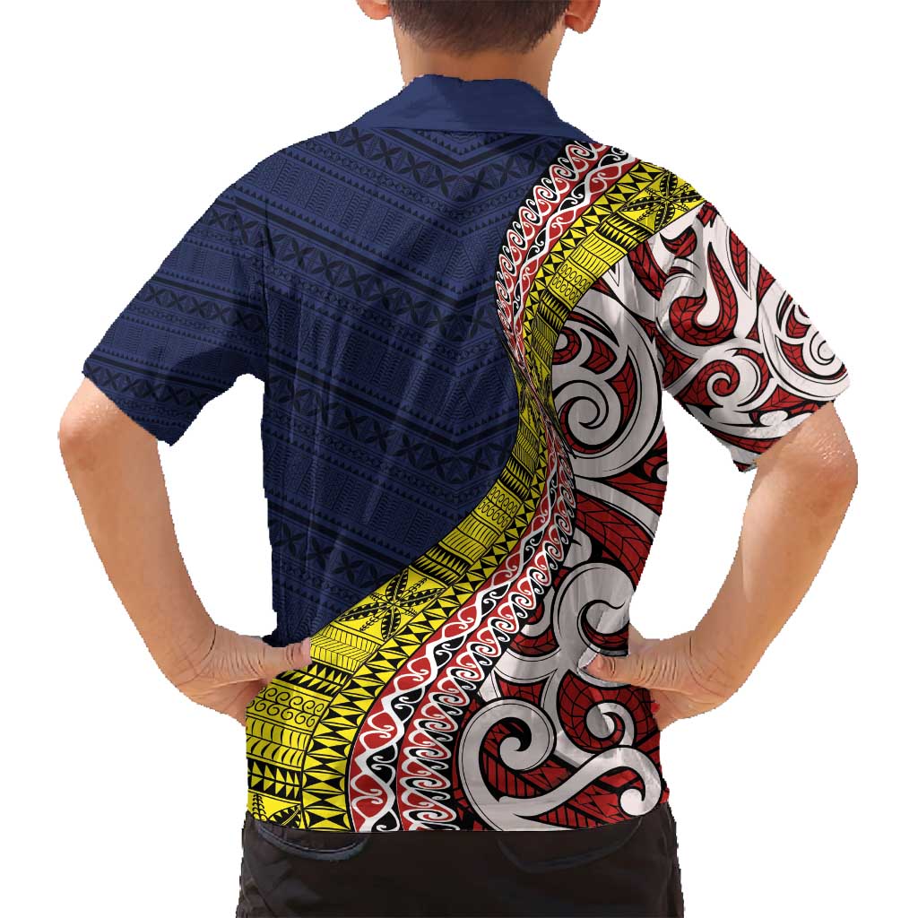 Aotearoa and Niue Family Matching Tank Maxi Dress and Hawaiian Shirt Hiapo Maori Stylized Koru LT03 - Polynesian Pride