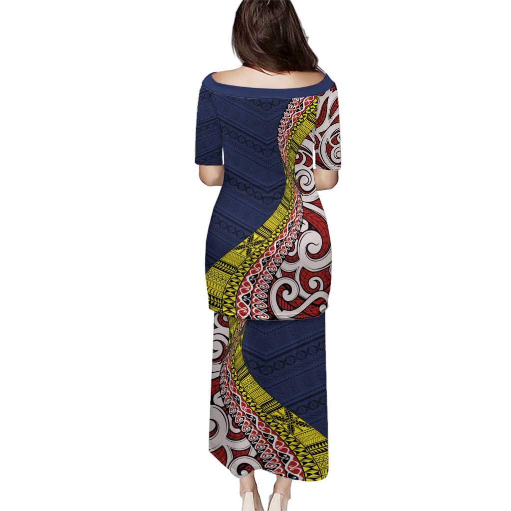 Aotearoa and Niue Puletasi Hiapo Maori Stylized Koru