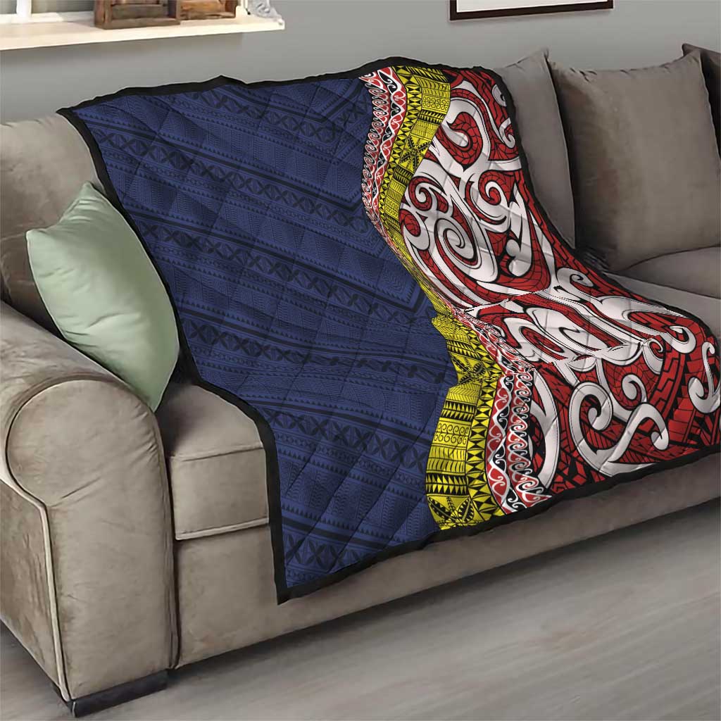 Aotearoa and Niue Quilt Hiapo Maori Stylized Koru