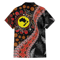 Aotearoa and Australia Family Matching Off Shoulder Maxi Dress and Hawaiian Shirt Maori Koru Ferns With Aboriginal Kangaroo LT03 - Polynesian Pride