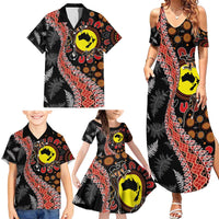 Aotearoa and Australia Family Matching Summer Maxi Dress and Hawaiian Shirt Maori Koru Ferns With Aboriginal Kangaroo LT03 - Polynesian Pride