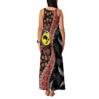 Aotearoa and Australia Family Matching Tank Maxi Dress and Hawaiian Shirt Maori Koru Ferns With Aboriginal Kangaroo LT03 - Polynesian Pride