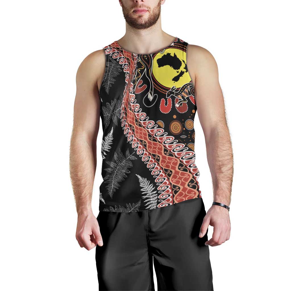 Aotearoa and Australia Men Tank Top Maori Koru Ferns With Aboriginal Kangaroo