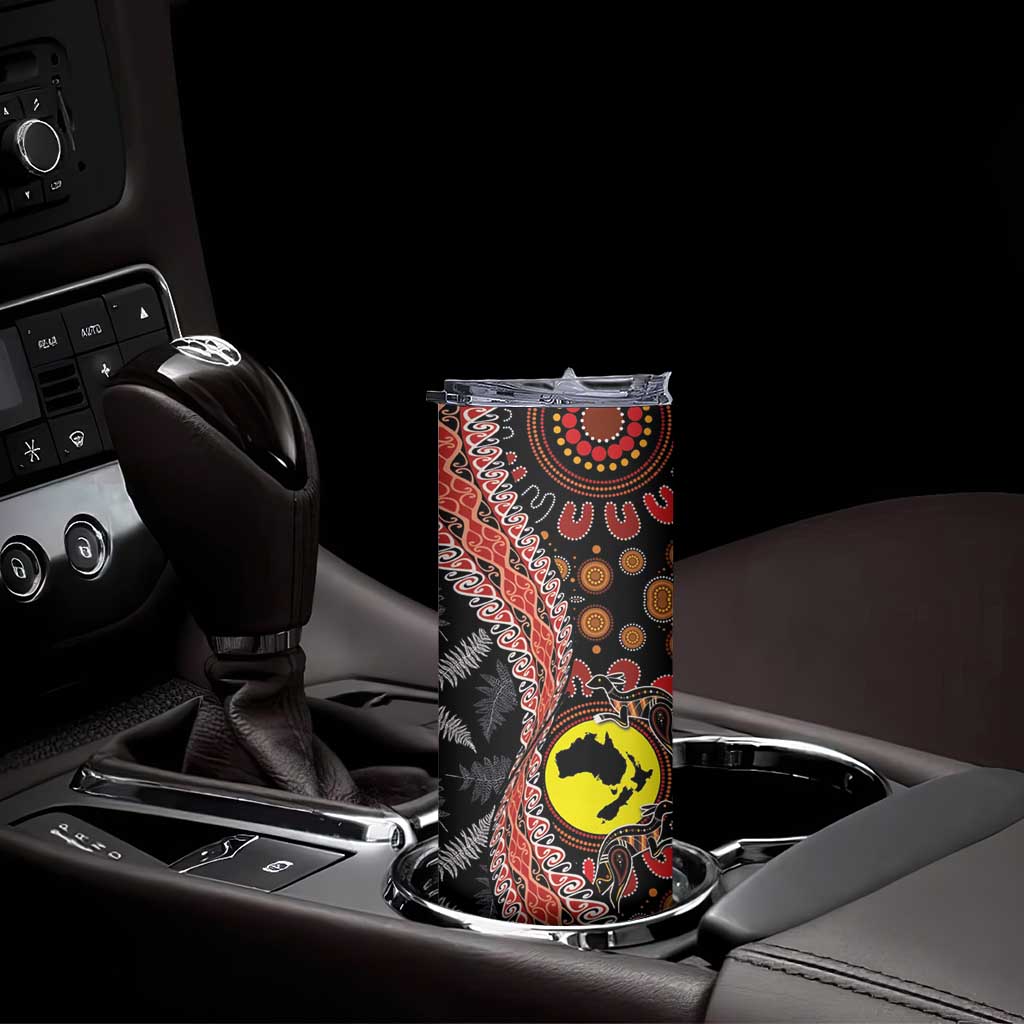 Aotearoa and Australia Skinny Tumbler Maori Koru Ferns With Aboriginal Kangaroo