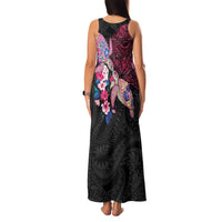 Hawaiian Couple Turtles Honi Family Matching Tank Maxi Dress and Hawaiian Shirt Polynesian Art Motifs and Hibiscus Black Red Color LT03 - Polynesian Pride