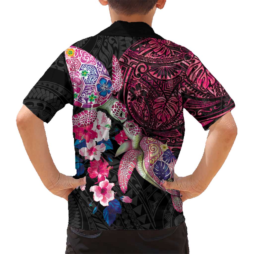 Hawaiian Couple Turtles Honi Hawaiian Shirt Polynesian Art Motifs and Hibiscus Black Red Color LT03 - Polynesian Pride
