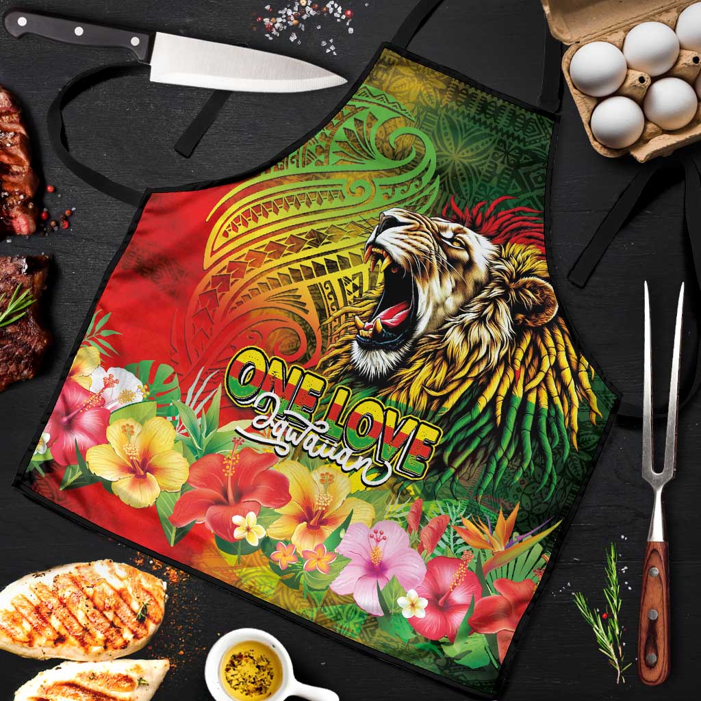 Hawaiian Reggae Apron Jawaiian One Love-Tribal Tatoos and Rastafari Lion LT03 Multicolor - Polynesian Pride