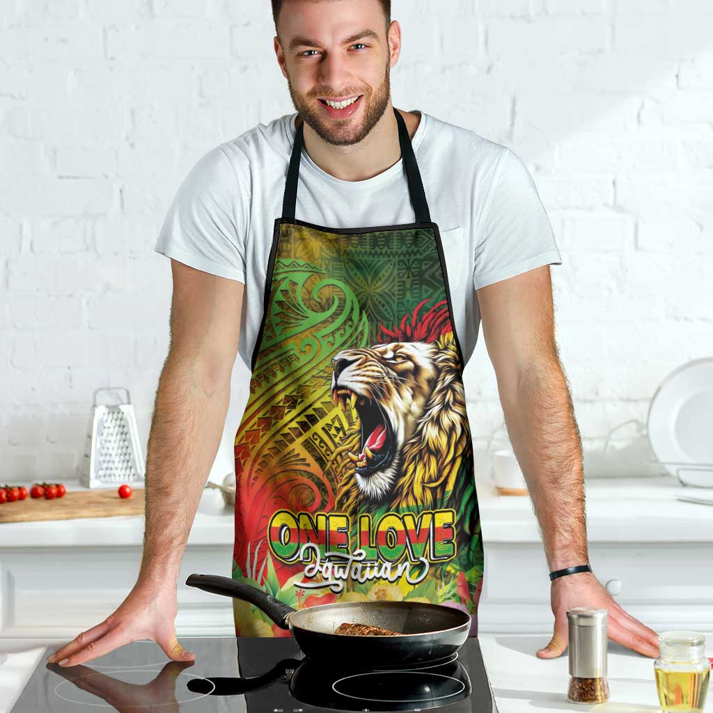 Hawaiian Reggae Apron Jawaiian One Love-Tribal Tatoos and Rastafari Lion LT03 - Polynesian Pride