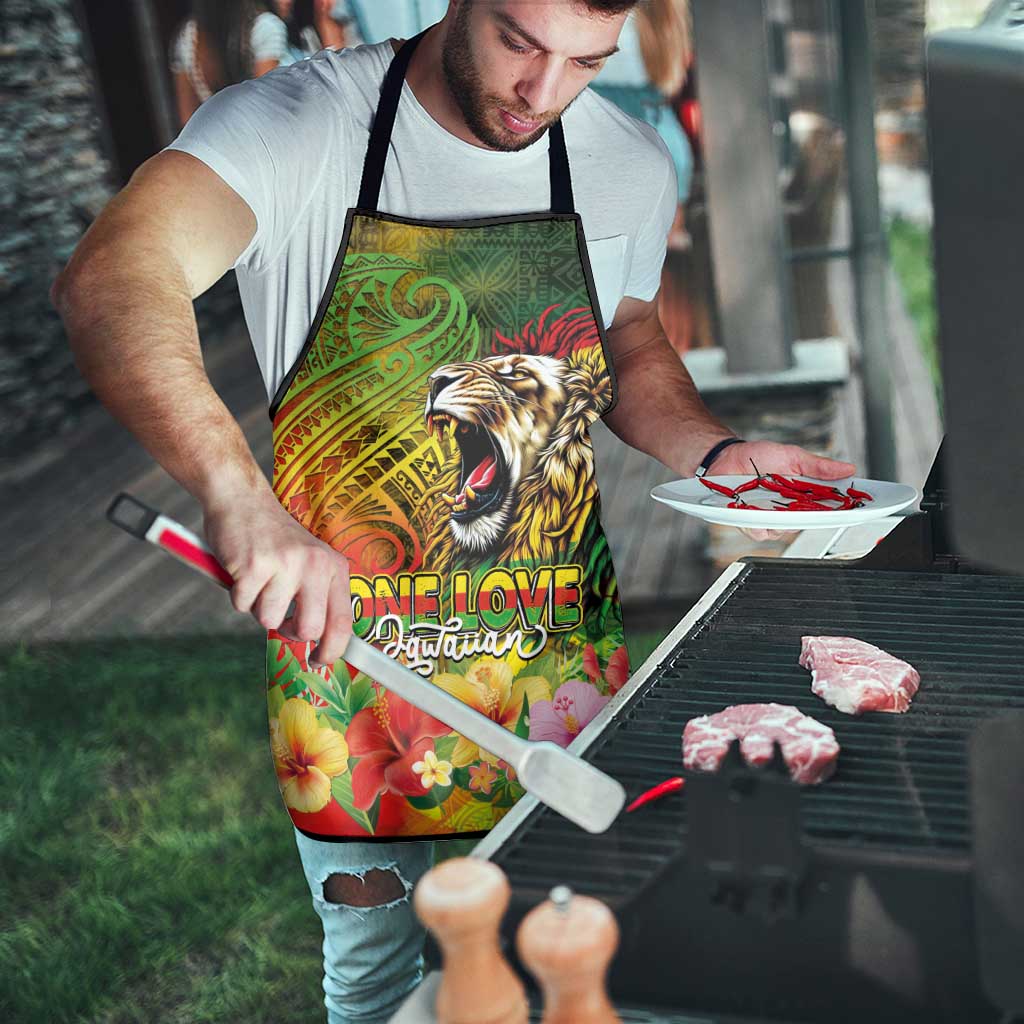 Hawaiian Reggae Apron Jawaiian One Love-Tribal Tatoos and Rastafari Lion LT03 - Polynesian Pride
