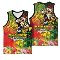 Hawaiian Reggae Basketball Jersey Jawaiian One Love-Tribal Tatoos and Rastafari Lion LT03 - Polynesian Pride