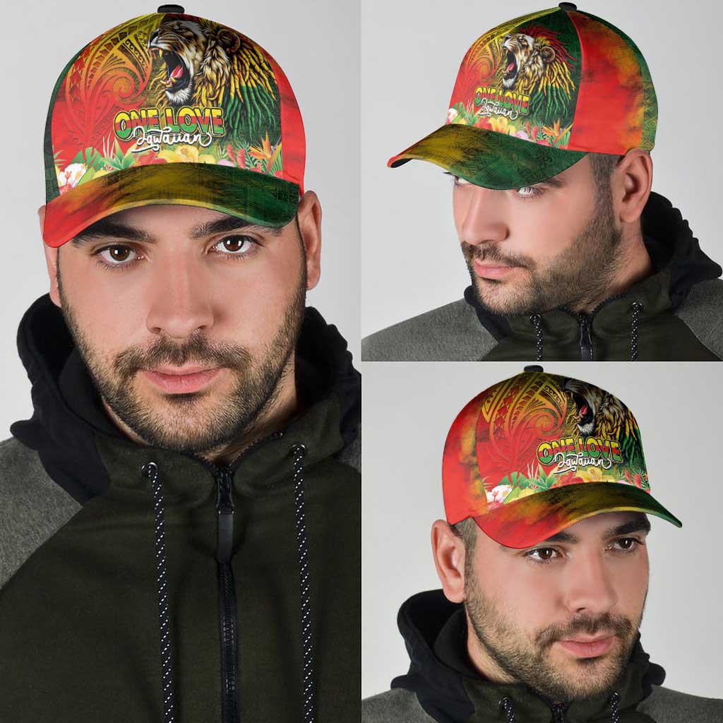 Hawaiian Reggae Classic Cap Jawaiian One Love-Tribal Tatoos and Rastafari Lion - Polynesian Pride