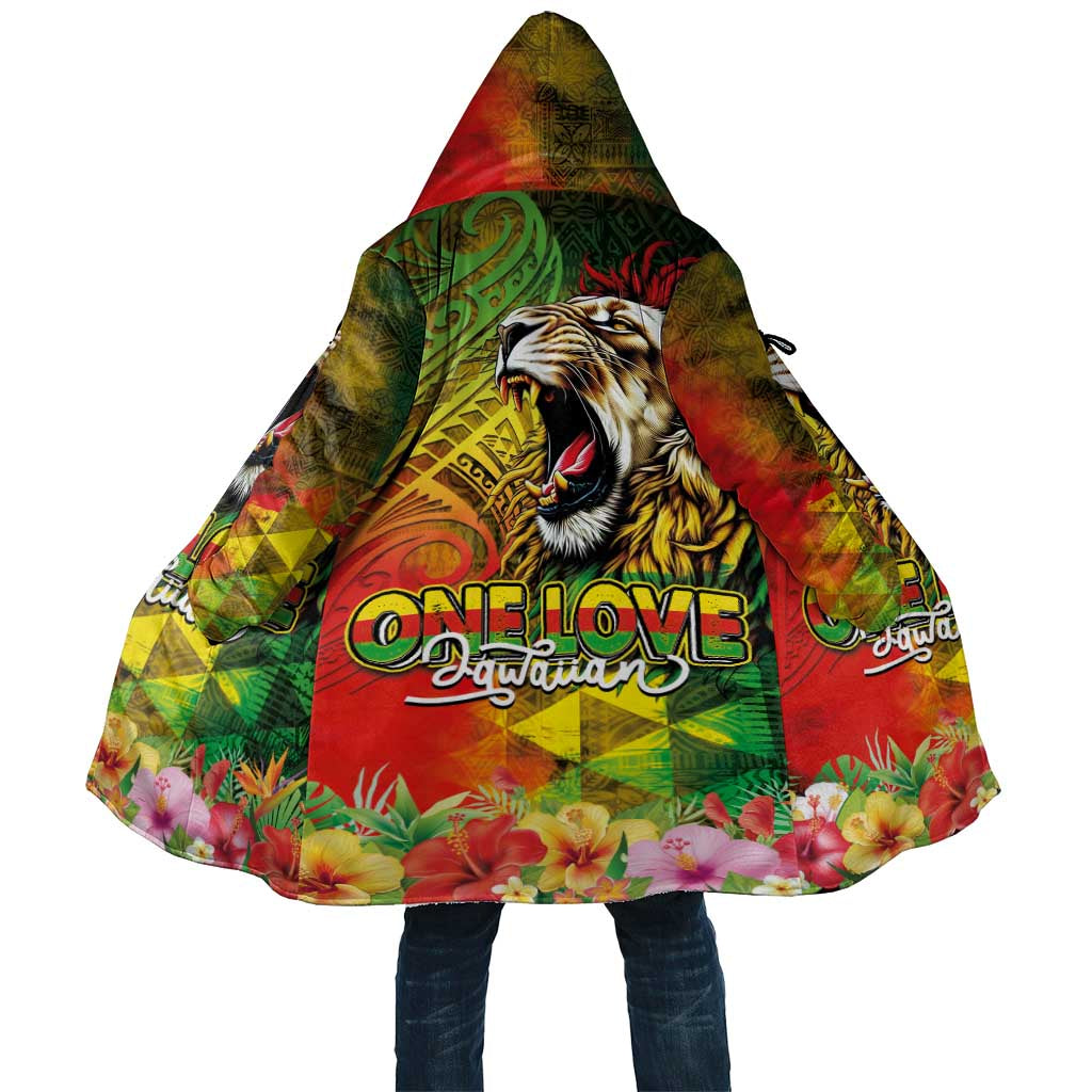 Hawaiian Reggae Cloak Jawaiian One Love-Tribal Tatoos and Rastafari Lion - Polynesian Pride