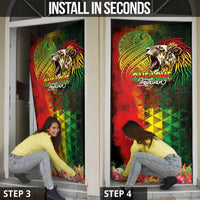 Hawaiian Reggae Door Cover Jawaiian One Love-Tribal Tatoos and Rastafari Lion - Polynesian Pride