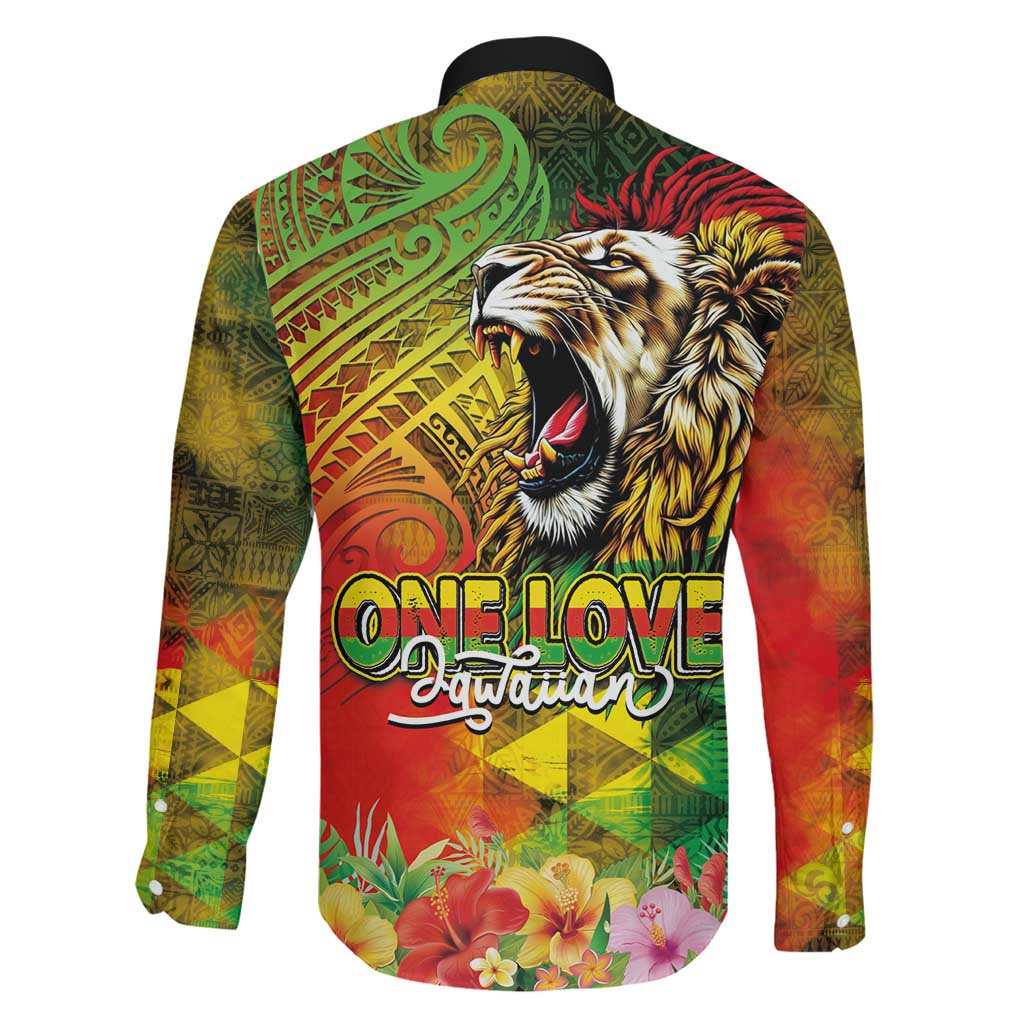 Hawaiian Reggae Family Matching Long Sleeve Bodycon Dress and Hawaiian Shirt Jawaiian One Love-Tribal Tatoos and Rastafari Lion LT03 - Polynesian Pride