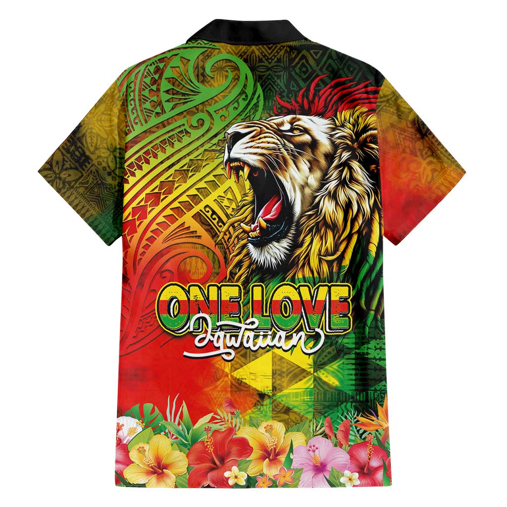 Hawaiian Reggae Family Matching Off Shoulder Maxi Dress and Hawaiian Shirt Jawaiian One Love-Tribal Tatoos and Rastafari Lion LT03 - Polynesian Pride