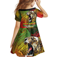 Hawaiian Reggae Family Matching Puletasi and Hawaiian Shirt Jawaiian One Love-Tribal Tatoos and Rastafari Lion LT03 - Polynesian Pride