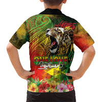 Hawaiian Reggae Family Matching Tank Maxi Dress and Hawaiian Shirt Jawaiian One Love-Tribal Tatoos and Rastafari Lion LT03 - Polynesian Pride