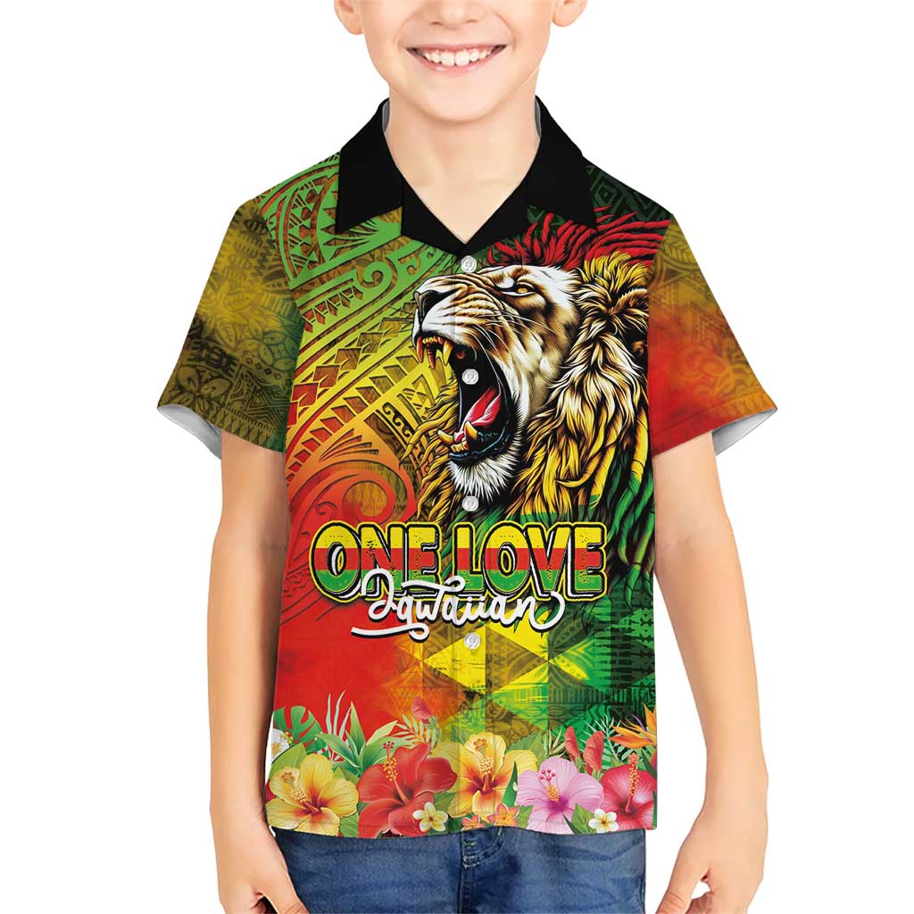Hawaiian Reggae Hawaiian Shirt Jawaiian One Love-Tribal Tatoos and Rastafari Lion LT03 - Polynesian Pride