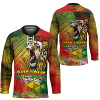 Hawaiian Reggae Hockey Jersey Jawaiian One Love-Tribal Tatoos and Rastafari Lion LT03 - Polynesian Pride