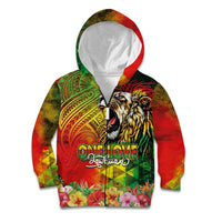Hawaiian Reggae Kid Hoodie Jawaiian One Love-Tribal Tatoos and Rastafari Lion LT03 Zip Hoodie Multicolor - Polynesian Pride