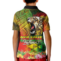 Hawaiian Reggae Kid Polo Shirt Jawaiian One Love-Tribal Tatoos and Rastafari Lion LT03 - Polynesian Pride