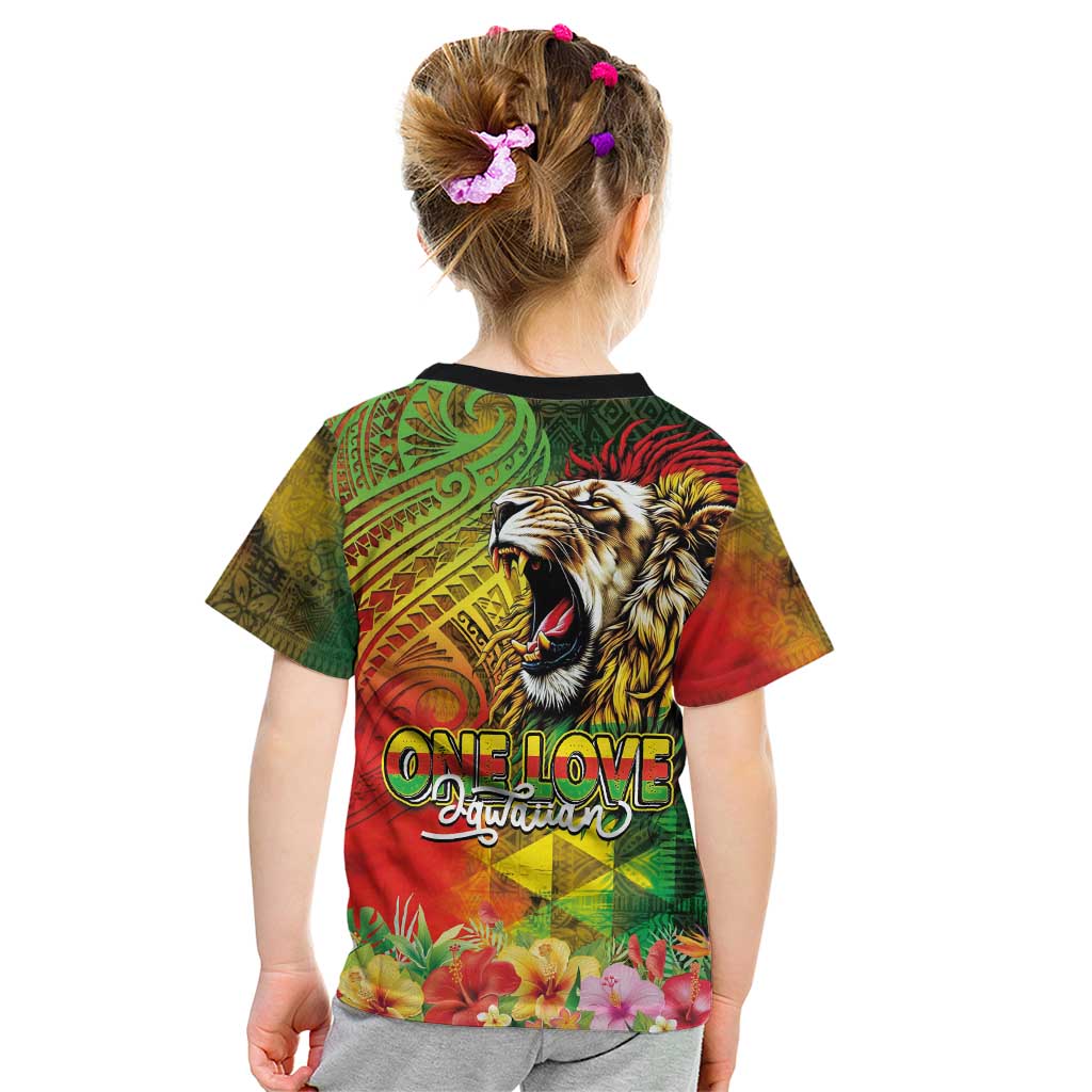Hawaiian Reggae Kid T Shirt Jawaiian One Love-Tribal Tatoos and Rastafari Lion LT03 - Polynesian Pride