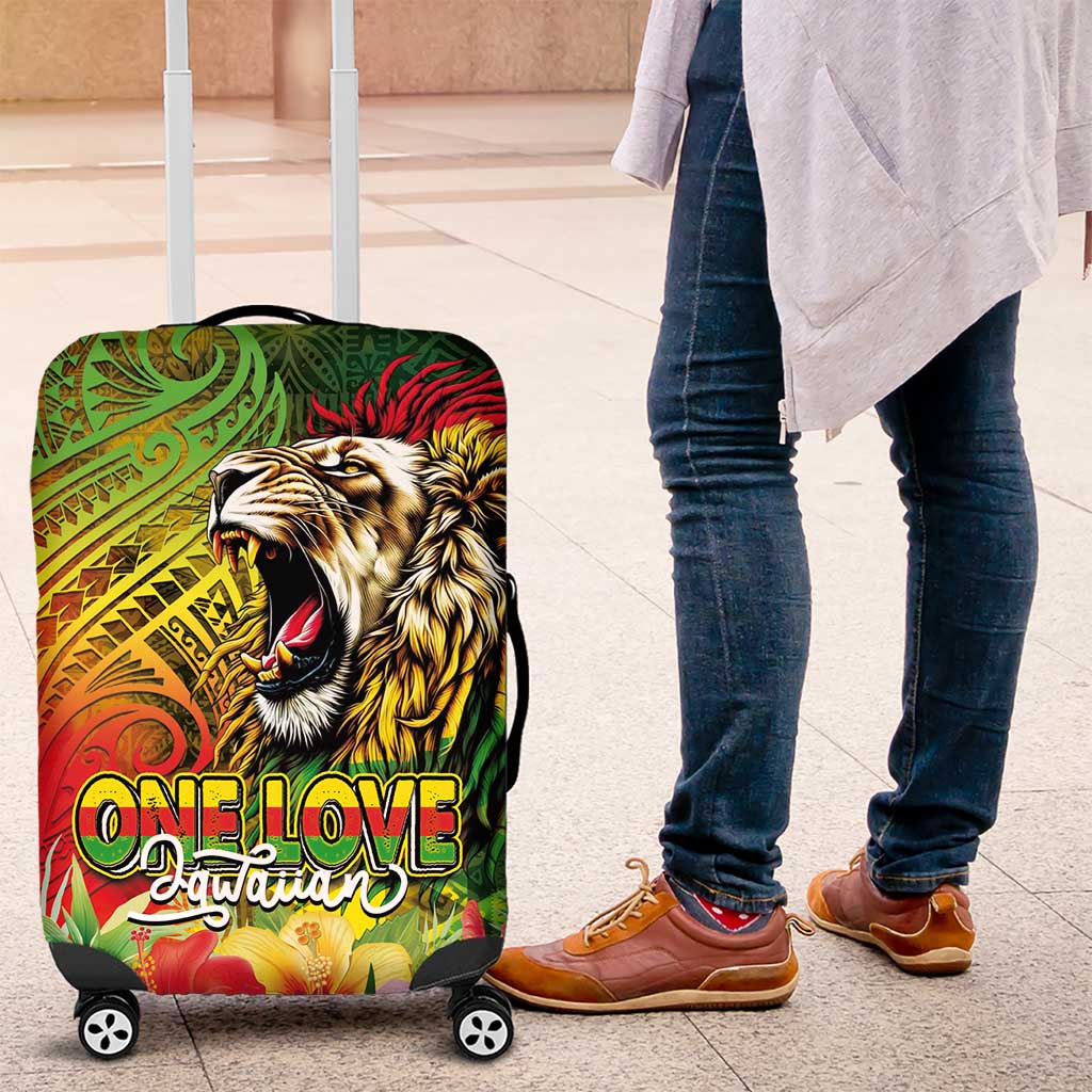 Hawaiian Reggae Luggage Cover Jawaiian One Love-Tribal Tatoos and Rastafari Lion LT03 Multicolor - Polynesian Pride