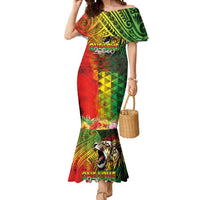 Hawaiian Reggae Mermaid Dress Jawaiian One Love-Tribal Tatoos and Rastafari Lion LT03 Women Multicolor - Polynesian Pride