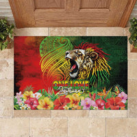 Hawaiian Reggae Rubber Doormat Jawaiian One Love-Tribal Tatoos and Rastafari Lion LT03 Multicolor - Polynesian Pride