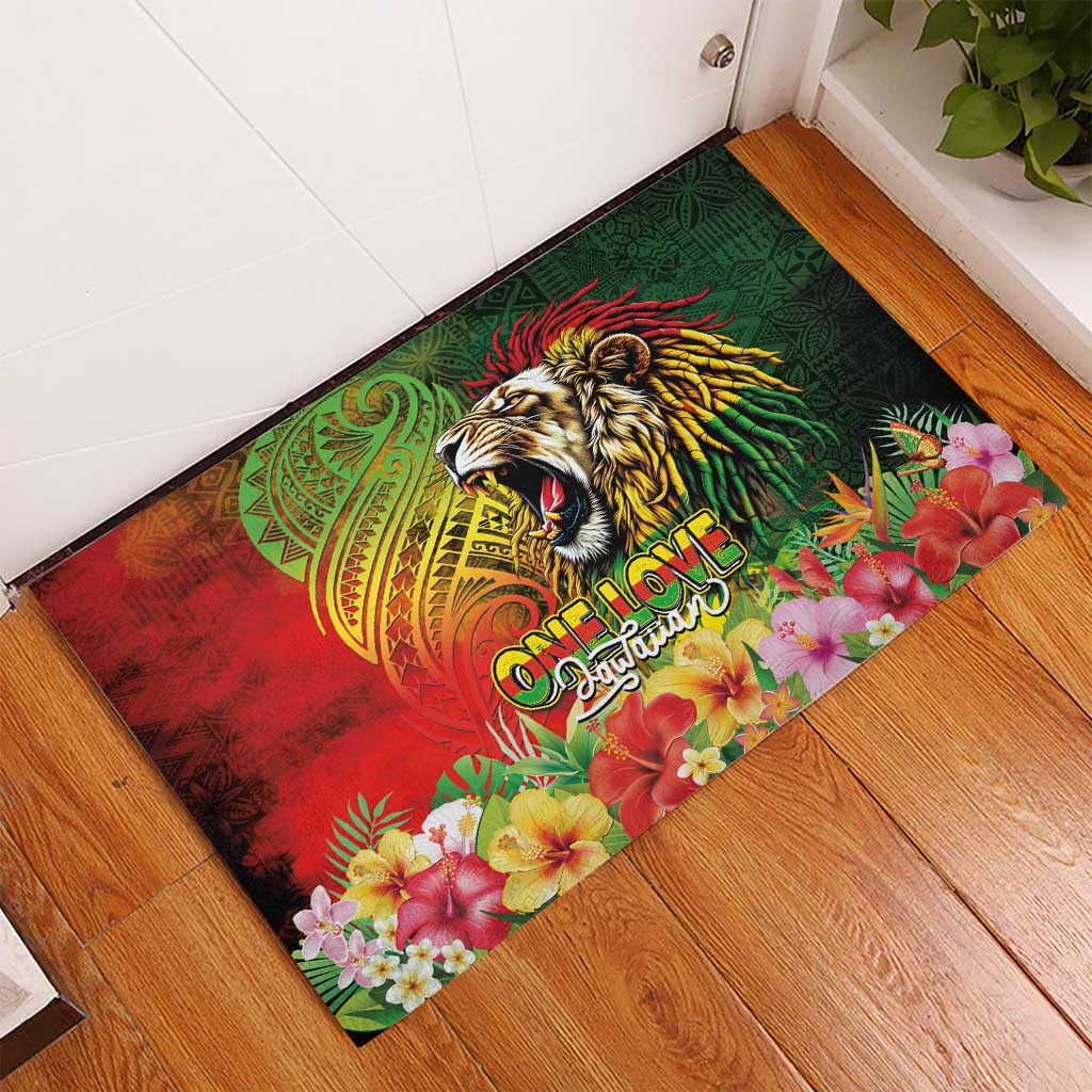Hawaiian Reggae Rubber Doormat Jawaiian One Love-Tribal Tatoos and Rastafari Lion LT03 - Polynesian Pride