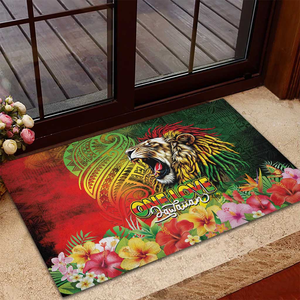 Hawaiian Reggae Rubber Doormat Jawaiian One Love-Tribal Tatoos and Rastafari Lion LT03 - Polynesian Pride