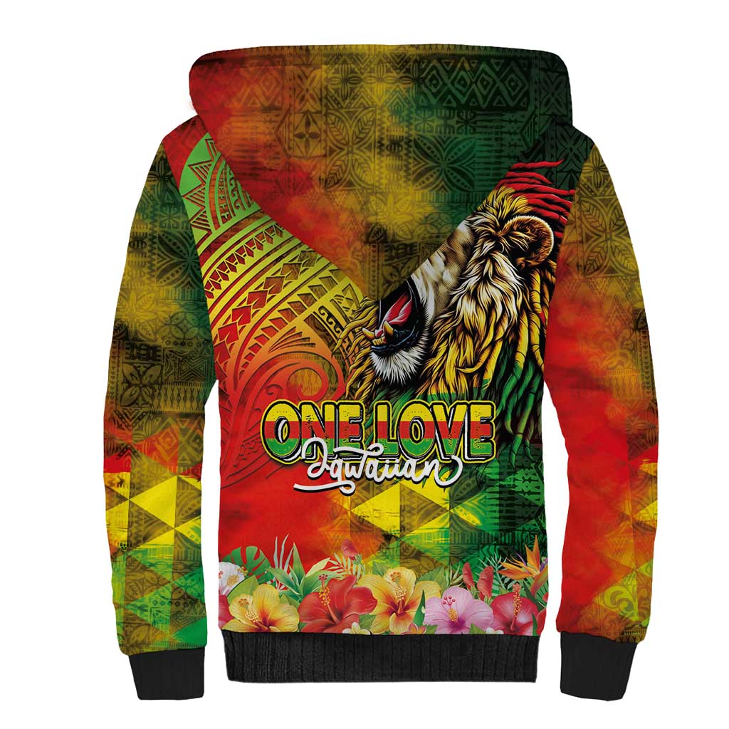 Hawaiian Reggae Sherpa Hoodie Jawaiian One Love-Tribal Tatoos and Rastafari Lion LT03 - Polynesian Pride