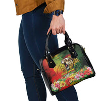 Hawaiian Reggae Shoulder Handbag Jawaiian One Love-Tribal Tatoos and Rastafari Lion - Polynesian Pride