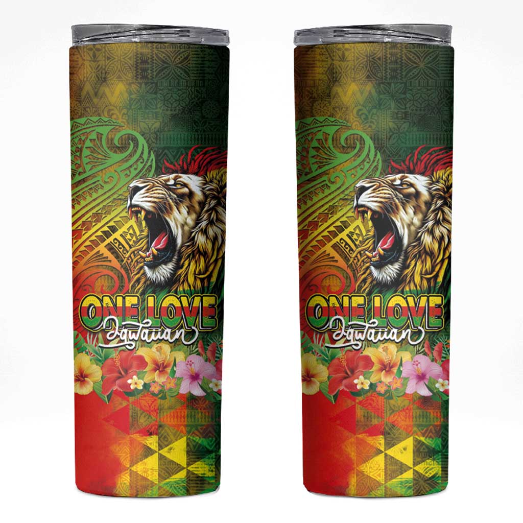 Hawaiian Reggae Skinny Tumbler Jawaiian One Love-Tribal Tatoos and Rastafari Lion LT03 Multicolor - Polynesian Pride