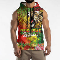Hawaiian Reggae Sleeveless Zip Hoodie Jawaiian One Love-Tribal Tatoos and Rastafari Lion LT03 - Polynesian Pride